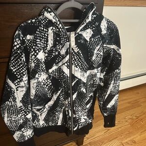 Lululemon Athletica Black and White scuba Zip-Up Jacket- size 10